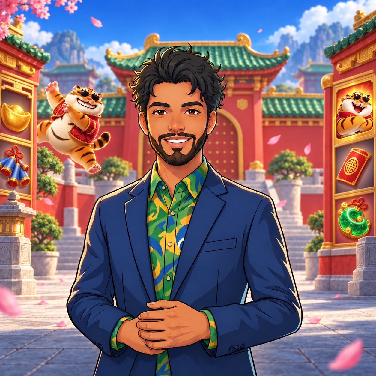Apresentador em um universo visual unificado do Fortune Tiger